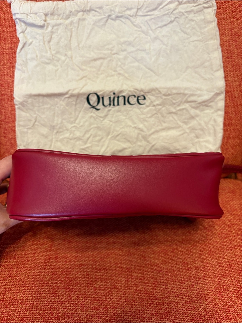 Quince Italian Leather Quilted Crossbody Bag Burgundy (Deep Red) EUC - Picture 6 of 7